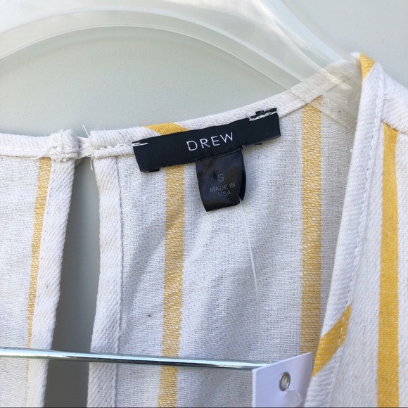 DREW cream jumpsuit with thin mustard stripe S - Picture 5 of 6